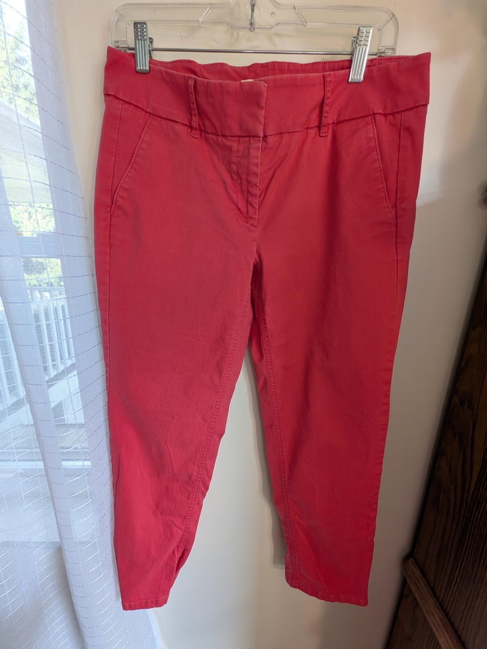 LOFT Coral Pink Ankle-Length Straight Pants